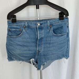 Levi's Blue Jean Shorts Distressed High-Waisted